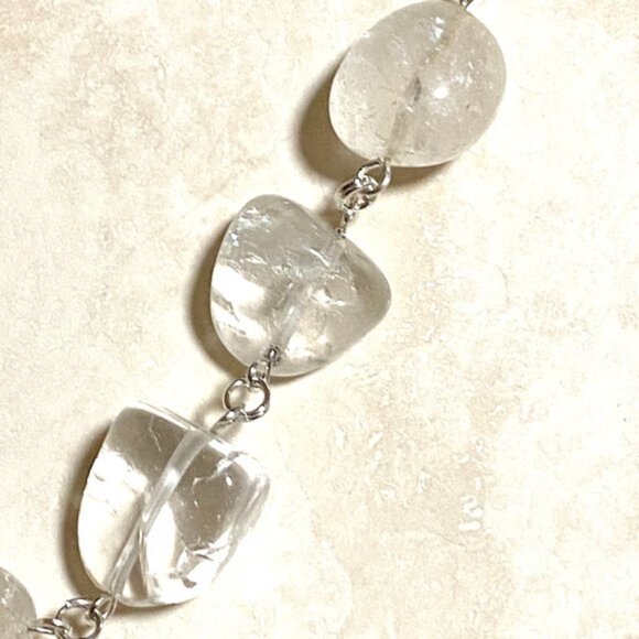 Clear Crackle Quartz Necklace, Genuine Tumbled Gemstone - Picture 8 of 13